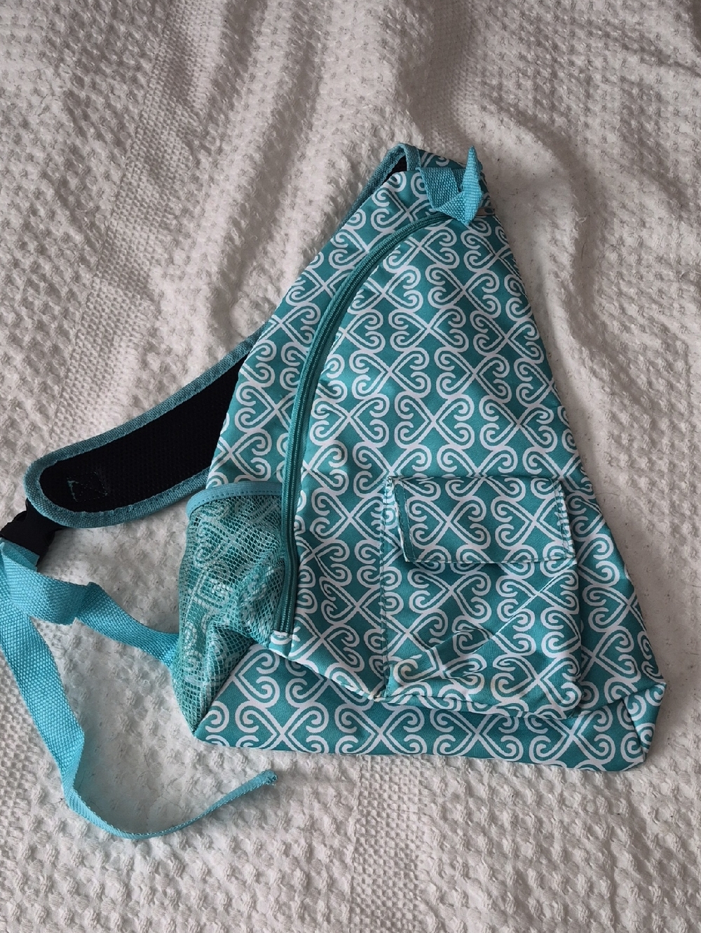 Teal Patterned Sling Bag - Lightweight Crossbody for Women